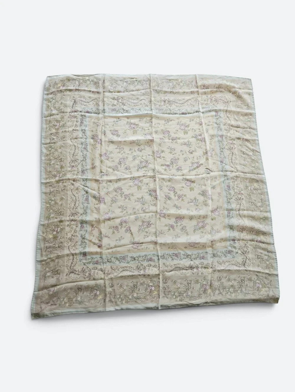 Vintage Liz Claiborne Accessories 100% Silk Chiffon Pastel Floral Large Scarf